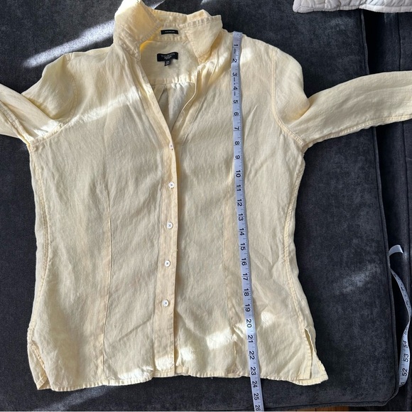Talbots 100% Linen Button Down Shirt, Size 10 Petite, Pale Yellow - Picture 7 of 9